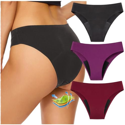 CSHE 3er Pack Periode Bikinihose Damen Menstruation Auslaufsichere Badeshorts Periode Bikini Bottoms Periode Höschen High Waist für Teenager Mädchen
