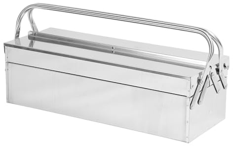 Cassetta Degli Attrezzi in Metallo, 2 Strati in Acciaio Inox Multifunzionale Organizzatore per Cassette Degli Attrezzi, Cassetta Degli Attrezzi per Fabbrica Magazzino