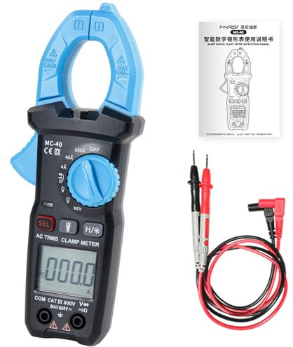 DewinLVD Multimeter mit Zange für Strom, Zangenmultimeter mit automatischem Bereich TRMS Amperometrisches Multimeter Ca A 4000 Counts mit LED Messung der Spannung Strom Widerstand Diode NCV