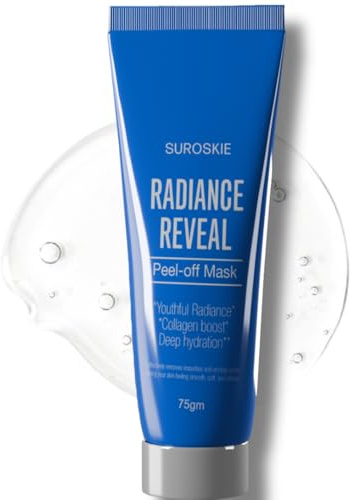 Suroskie Radiance Reveal Peel-Off Mask – Hydrating & Firming Face Mask with Bio-Collagen – Inspired by Korean Skincare – Vegan, Gentle Formula for All Skin Types – 75 Gm