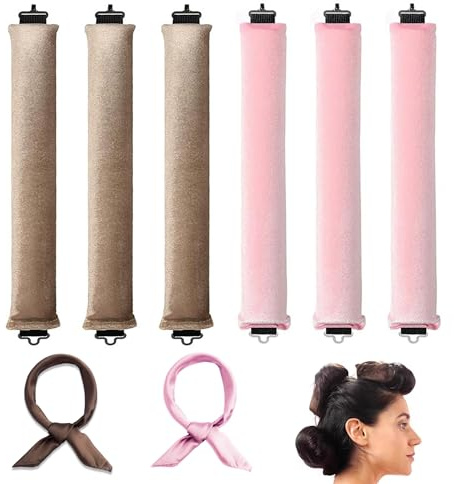 Heatless Curling Rod Heatless Curlers with Hair Scarf, 8 PCS Overnight Blowout Rods Set, Soft Satin Sleeping Lazy Curler Set for DIY Hair Styling Tools