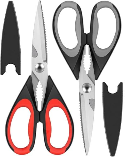 Kitchen Scissors 2Pack, Sharp Kitchen Shears Multipurpose Utility Stainless Steel Scissor Cooking Shears for Chicken Poultry Fish Meat Vegetables Herbs Flowers BBQ