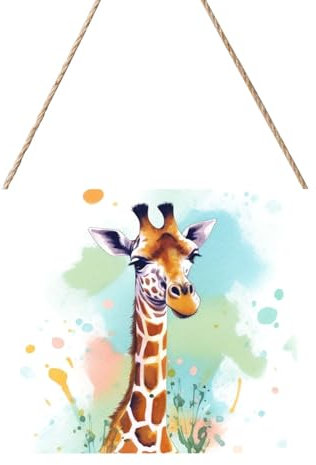 Holzkreise zum Basteln, 20,3 x 30,5 cm, Holzscheiben, Giraffe, Kunst, Illustration, Holztürhänger, Schild, hängend, rechteckige Holzscheiben mit Bindfaden, Holzornament für Schild, Türhänger, Zuhause,