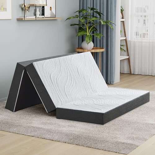 Twirest Faltmatratze, 150 x 200 x 15 cm, Kingsize-Bett, faltbare Memory-Foam-Matratze mit tragbarem Kissen, Gäste, waschbarer Bezug, einfache Lagerung für Camping, Wohnwagen, Gäste