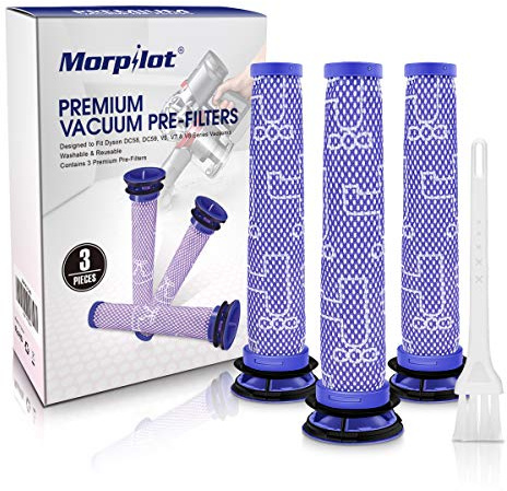 Morpilot Filter Replacement for Dyson V6 V7 V8-3 Pack Washable Filters for Vacuum Cleaner DC58 DC59 DC61 DC62 DC74 Replaces Part 965661-01, 2241019