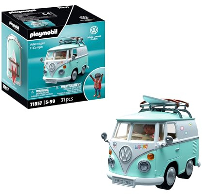 Playmobil | Collector Cars | Volkswagen T1 Camper | Voiture Miniature pour Adultes & Enfants | avec Autocollants à Personnaliser | Cadeau pour Les collectionneurs | Design détaillé | 71857