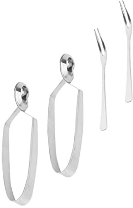 Stainless Steel Escargot Tongs and Fork Set 4Pcs for Snail Dinner