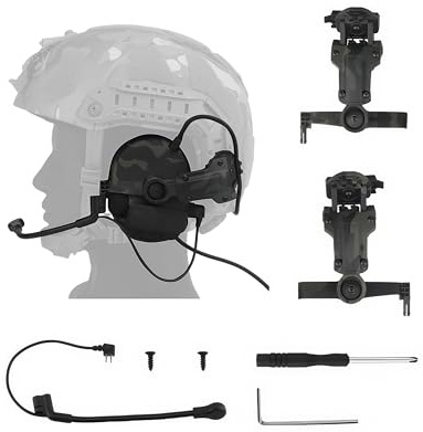 ACEXIER Auriculares tácticos para casco: auriculares de comunicación con cancelación de ruido, micrófono reversible, diseño plegable, protección auditiva NRR21dB para actividades al aire libre