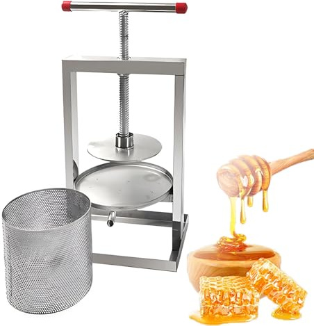 EpyGnom Manuelle Honigpresse Edelstahl abnehmbar Honigschleuder Manuell Obst- und Weinpresse T-Griff Wachspresse Saftpresse Apfelweinpresse Traubensaftpresse Gemüsepresse Olivenölpresse 2L
