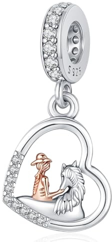 Odinstone Charms Pferd 925 Sterling Silber Pferd Mädchen Charm Bead Passen Armband Anhänger Schmuck Pferdeschmuck für Frauen Damen Pferd Geschenke