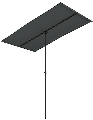 Frdhee Auvent de balcon - Petit parasol avec mât en aluminium - 180 x 110 cm - Anthracite - Pour patio, jardin, terrasse, marché