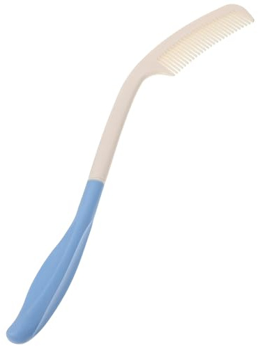 Peine Curvo de Mango Largo de Plástico para Personas Mayores | Diseño de Dientes Suaves, Estructura Resistente, Uso Diario y Hospitalario, Pensado para Mayores y Discapacidad