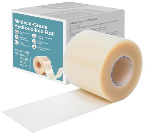 Hydrocolloid Bandages Roll, Hydrokolloid Pflaster Rolle Wasserfest, Selbstklebender Roll für Wundverbände, Atmungsaktive Hydrokolloids Verband, Silikon Narbenpflaster für Alle Hauttypen