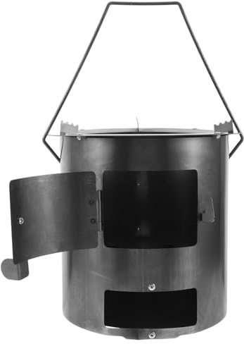 Estufa de leña portátil de carbón vegetal de 20 cm con asa, estufa de cocina para acampar al aire libre y barbacoa para asar en casa, hoguera portátil para cocinar fácilmente al aire libre