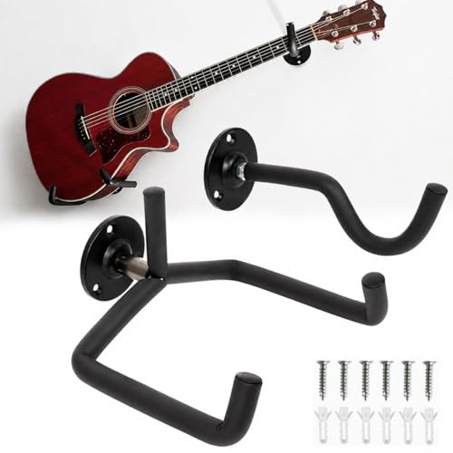 Gitarren Wandhalterung, Gitarrenhalter für Die Wand Schräg, Wandhalterung Horizontale Gitarren-Aufhänger und Haken,für die Wand Schräg Klassische Wandhalter Gitarrenhalterung Display Bass Ukulele