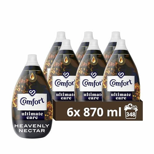 Comfort Ultimate Care Heavenly Nectar Ultra-Concentrated Fabric Conditioner bottle made of 100% recycled plastic* for complete clothes protection 348 washes (6x 870 ml)