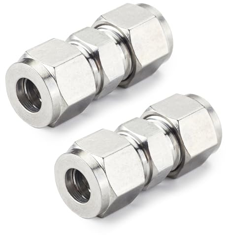 Metalwork 304 Stainless Steel Compression Tube Fitting, Union, 3/8 OD x 3/8 OD (2 Pcs)