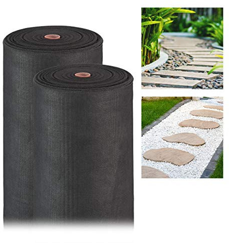 Relaxdays Unkrautvlies, 50 g/m², Pflanzenschutz, wasserdurchlässig, UV-beständig, starkes Gartenvlies, 50 m, schwarz