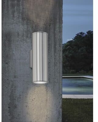 EGLO LED Wandlampe Riga, Wandleuchte außen, Außenleuchte aus Edelstahl | Außenlampe mit GU10 Fassung, IP44, 20 cm