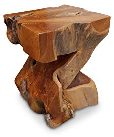 Kinaree Wurzelholz Beistelltisch PALU - 40cm massiver Teak Hocker - geeignet als Podest, Blumenständer oder Nachttisch für Wohnzimmer, Flur, Diele, Schlafzimmer oder auch Wintergarten