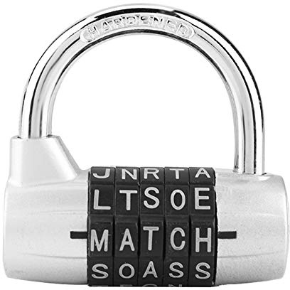 Codeschloss Buchstabenschloss Combination Lock Rundbügelschloss Zahlenschloss Spind,5-stelliger Code Aus Zinklegierung Kombinationsschloss Reisekoffer Gym Locker Security Password Lock(silber)