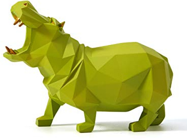 Amoy-Art Hippo Figura Decorativa Modern Escultura Arte Animal Regalo Interior Salon Estatua Resina Verde 20cm
