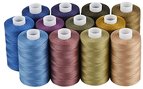 Simthread Baumwoll Nähgarn Quiltgarn für Nähen und Quilten Maschinen - 550 Yards/Spule, 12 Jeans Farben