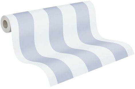 A.S. Création Streifentapete Little Love Tapete gestreift PVC-freie Vliestapete seidenmatt glatt 381483, Grau-Blau, Weiß