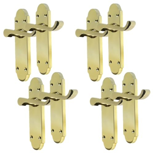Haven Heritage Latch Door Handle Brass Finish Epsom Style Victorian Scroll 4 x Pairs