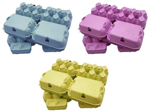 HAPPY CHICKENS 64 X New 1/2 DOZ 4 Mixed Colours 'Flat TOP' Egg Boxes for MED-Large Eggs