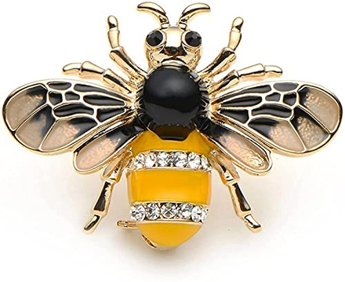 Honey Bee Yellow Enamel Small Cute Brooch Pin Gold Clear Crystal Exquisite Enamel Bumblebee Brooch Pin with Crystal Rhinestones Useful