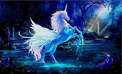 Blaues Kristallweißes Pferde Einhorn Tapeten Wohnkultur fototapete 3d effekt Wohnzimmer Schlafzimmer kinderzimmer-300cm×210cm