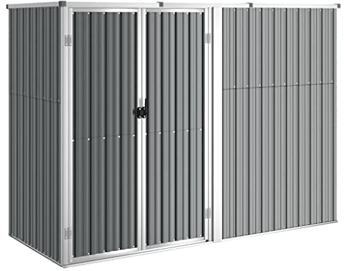 vidaXL Geräteschuppen Grau 225x89x161 cm Verzinkter Stahl