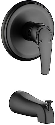 Shower Valve Trim Kit with Tub Spout Matte Black Tub Shower Rough-In Mixer Valve Bathroom Trim Kit