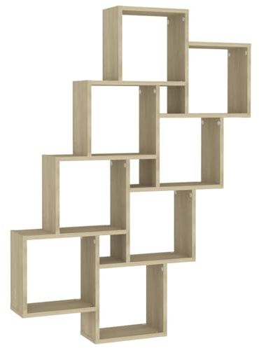 vidaXL Würfelregal Wandregal Hängeregal Cube Lounge CD Regal Dekoregal Bücherregal Schweberegal Wandboard Regalwürfel Sonoma-Eiche 90x15x119cm Holzwerkstoff