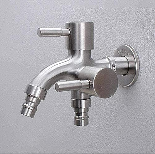 Wasserhahn-Außenwasserhahn-Set, Garten-Wasserhahn, Garten-Wasserhahn, Garten-Wasserhahn, Edelstahl-Waschmaschine, 1-in-2-Out-Wasserhahn, multifunktionaler Wasserhahn, Doppel-Wasserhahn-Waschmaschine