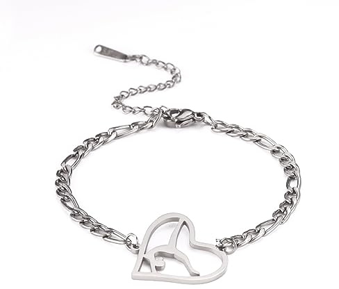 EUEAVAN Ispiratore Bracciale Ginnasta Amore Charms Bracciale Ginnastica Ballerina Sport Amanti Danza Solo Squadra Ginnastica Gioielli Donna Allenatore Figlia (Argento)