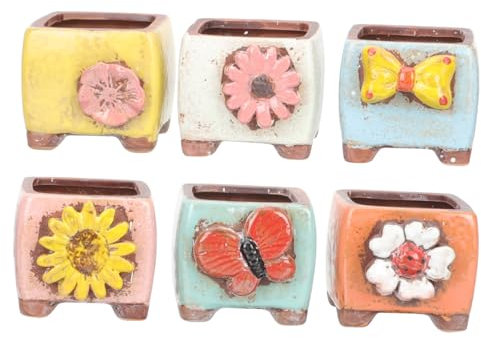 Milisten 6st Kleiner Blumentopf Saftige Töpfe Sukkulenten Pflanzen Süßer Pflanzer Zimmerpflanzen Saftige Pflanzgefäße Pentagramm Wanddekoration Drinnen Pflanztopf Büro Haushalt Keramik