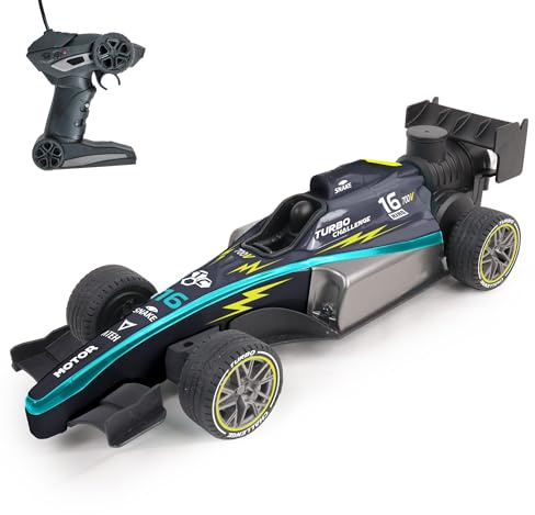 TURBO CHALLENGE - Voiture de Course - Vaporize - 1/14-094833 - Voiture Télécommandée - Bleu - Batterie Rechargeable et Piles incluses - Plastique - Jouet Enfant - Anniversaire - À Partir de 6 Ans