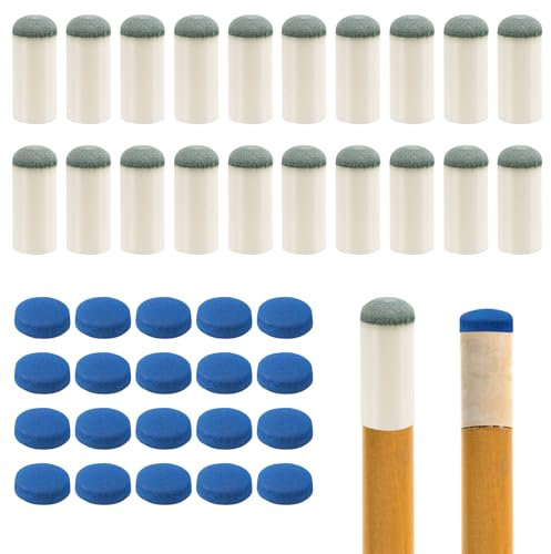 XIHIRCD 20stk Aufsteckbare Billardqueue Spitzen mit 20 Leder Billardqueue Spitzen, 13-mm-Billardqueue-Spitzen Billardqueue-Spitzen Ersatzset für Billardqueue-Spitzen für Billardqueues