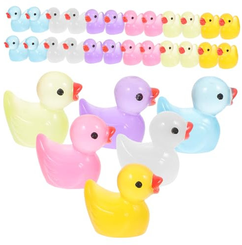 ANDRESLAD 60stücke Harz Mini Ente Figuren Mikro Landschaftsornamente Glow in The Dark Simulation Dekorationen Für Sukkulententöpfe Garten Haus Aquarium
