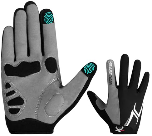 BEAST RAGE Halbfinger-Fahrradhandschuhe für Herren und Damen, Gel-gepolstert, rutschfest, stoßdämpfend, für Gewichtheben, Fitnessstudio, fingerlos, atmungsaktiv, Mountainbike-Handschuhe für MTB
