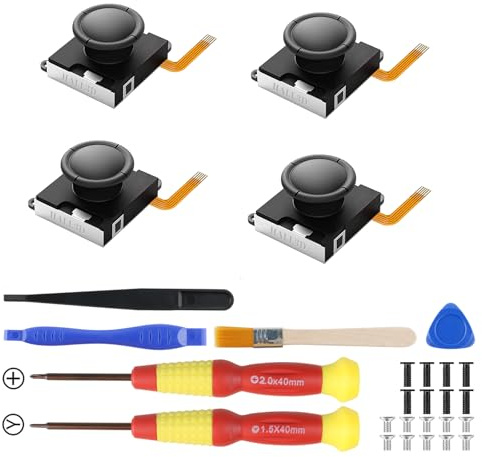 Bronal Switch Joycon Joystick Replacement, [No Drifting] Hall Effect Joystick for Switch/Switch OLED/Switch Lite, Left/Right Switch Joycon Controller with Repair Tool Kit, Thumbstick Caps [4 Pack]