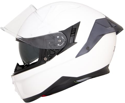 Zorax Hunter Double Visor Full Face Helmet - White L (59-60cm) | Motorbike Motorcycle Road Legal ECE 2206
