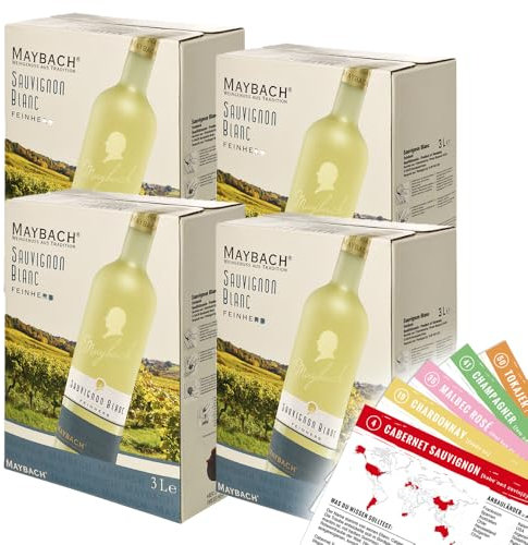 Maybach Sauvignon Blanc, feinherb, 2023, Bag-in-Box, sortenreines Weinpaket (4x3,0L)
