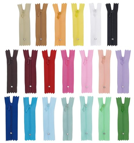 FINGERINSPIRE 20 piccole cerniere per vestiti da cucito per bambole, 9,8 cm, 20 colori, in nylon, con estrattore per cerniera in lega, mini cerniere colorate per vestiti, portafogli, accessori da