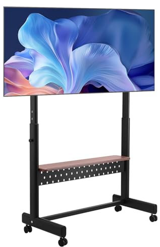 VEVOR Support TV à roulettes, pour téléviseur/LED/LCD/OLED de 1397 à 2540 mm, Chariot TV Portable, Hauteur réglable avec Plateau, jusqu'à 92,99 kg, Max. VESA 800 x 600 mm, pour Salon Bureau extérieur