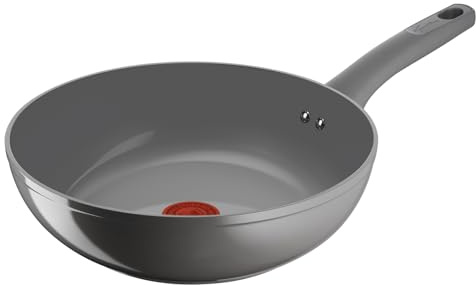 Lagostina Risorsa Wok 28 cm, Rivestimento in Ceramica Antiaderente, Scorrevolezza Ottimale, Indicatore di Temperatura Thermo-Signal, Induzione, 010274041828