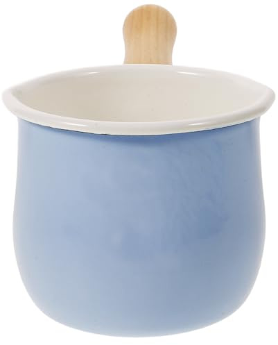 Hemobllo Bollilatte Antiaderente 10cm in Smalto Manico in Legno | Leggero e Si Scalda Rapidamente, Uso Cucina per Mamme, Operazione a Mano
