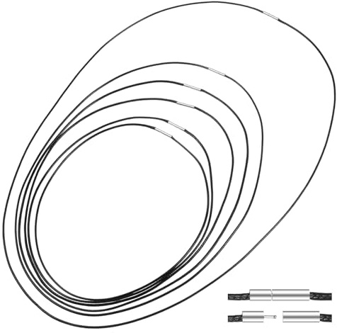 LIQWEI 6Pcs Black Cord Necklace, Leather Cords Necklace, Men Waterproof Braided Leather, Black Necklaces Cord Braided Rope with Clasp Necklaces, Rope Chain for Men Women